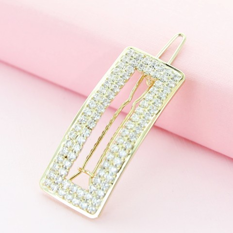 Cubiczirconia Rhinestone Bridal Rectangle Barrette