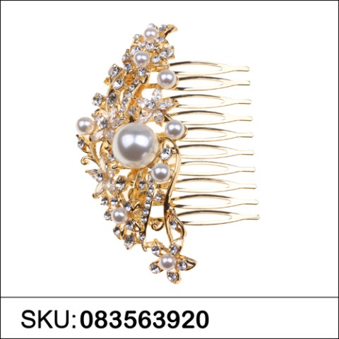 Stunning Cubiczirconia & Faux Pearl Haircomb