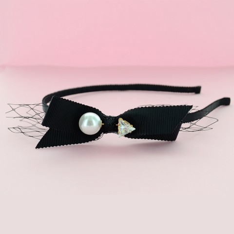 Crystal & Faux Pearl Ribbon Headband