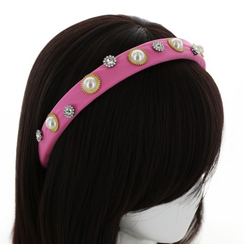 Fashion Rhinestone&Pearl Padded Headband