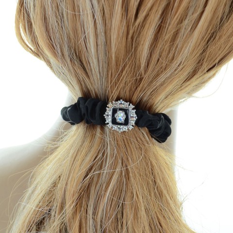 Crystal Silk Like Stain Ponytail Holder