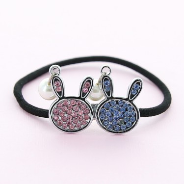 Rhinestone Rabbit Ponytail Holder