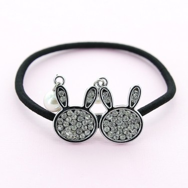 Rhinestone Rabbit Ponytail Holder