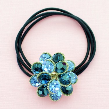 Austria Crystal Flowers Ponytail Holder