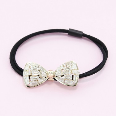 Crystal-Embellished Bow Ponytail Holder