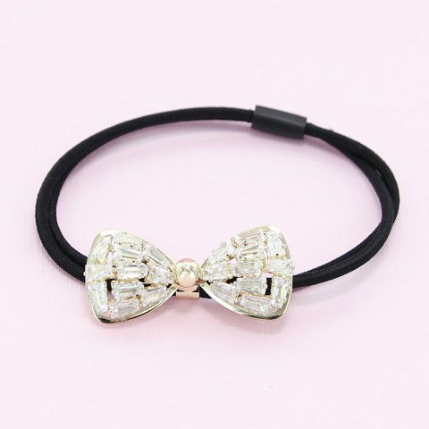 Crystal-Embellished Bow Ponytail Holder