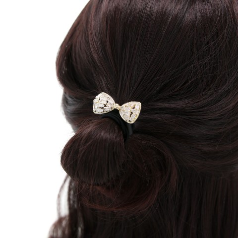 Crystal-Embellished Bow Ponytail Holder