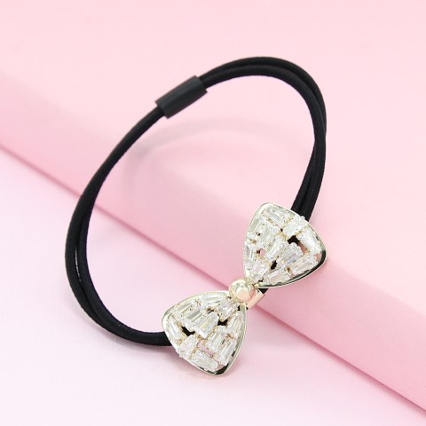 Crystal-Embellished Bow Ponytail Holder