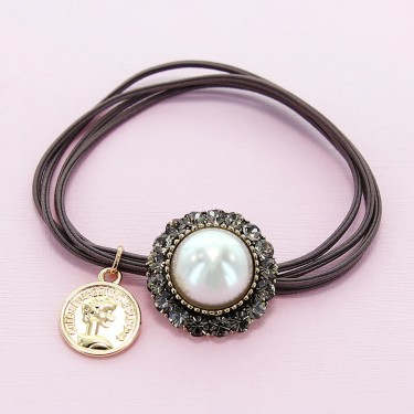 Crystal & Pearl Embellished Ponytail Holder