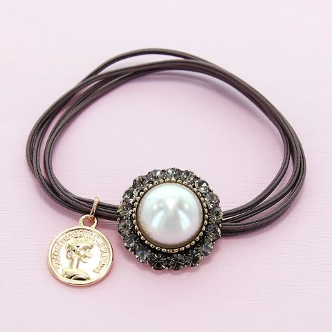 Crystal & Pearl Embellished Ponytail Holder