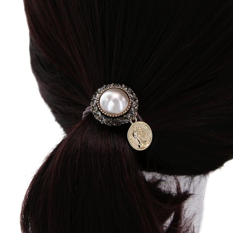 Crystal & Pearl Embellished Ponytail Holder