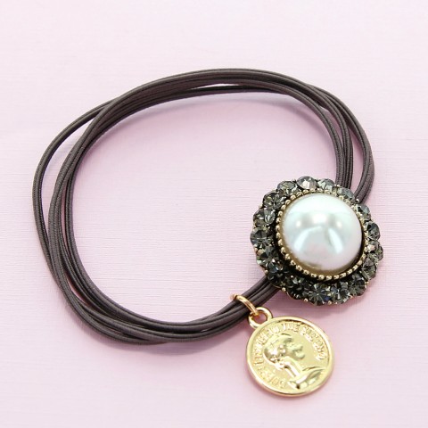 Crystal & Pearl Embellished Ponytail Holder