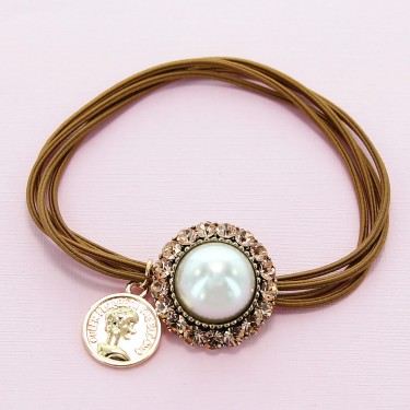 Crystal & Pearl Embellished Ponytail Holder