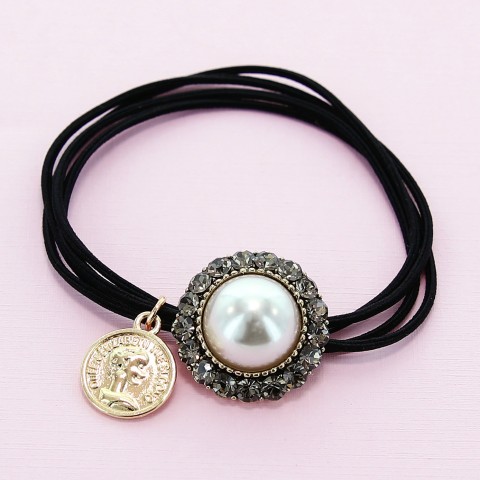 Crystal & Pearl Embellished Ponytail Holder