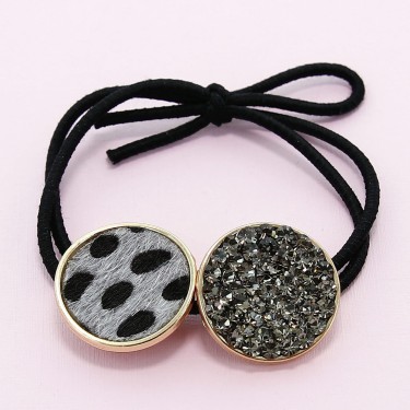 Crystal & Animal Print Ponytail Holder