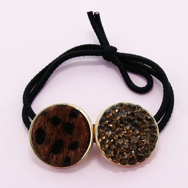 Crystal & Animal Print Ponytail Holder