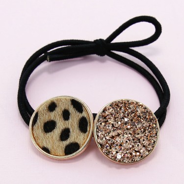 Crystal & Animal Print Ponytail Holder