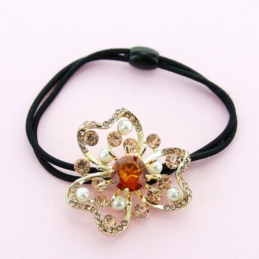 Crystal Flower Ponytail Holder