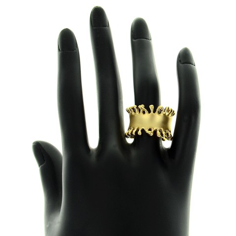 Matte Gold Tone Modern Art Ring