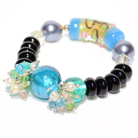 Hand Art Craft Beads & Crystal Stretch Bracelet