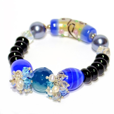 Hand Art Craft Beads & Crystal Stretch Bracelet