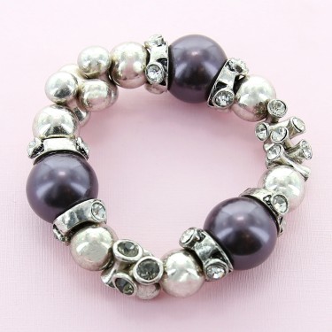 Rhinestone & Pearl Stretch Bracelet