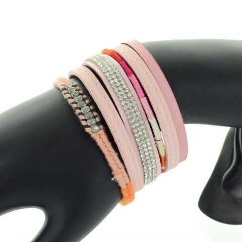 Leather & Crystal Multi-Strand Bracelet