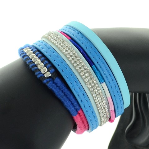 Leather & Crystal Multi-Strand Bracelet