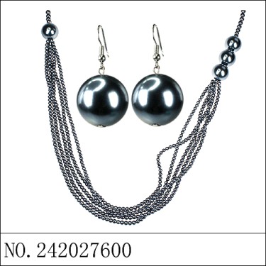 Necklace& Earr Set Gray