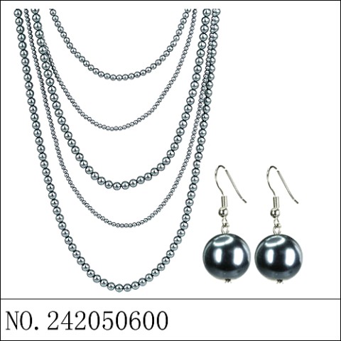 Necklace& Earr Set Gray