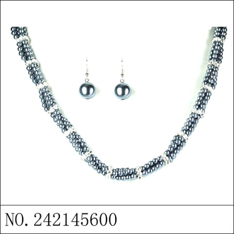 Necklace& Earr Set Gray