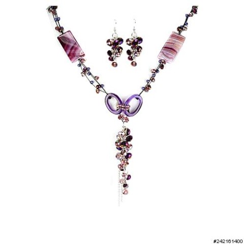 Necklace& Earr Set Purple