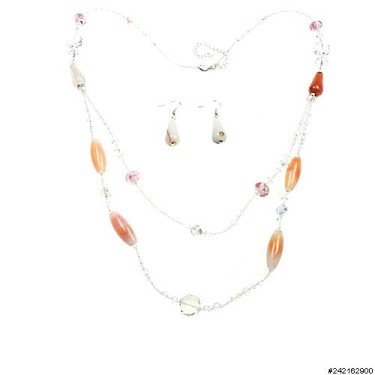 Necklace& Earr Set White