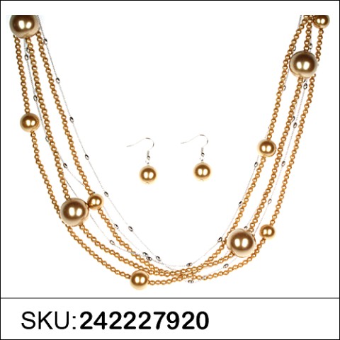 Necklace& Earr Set Gold