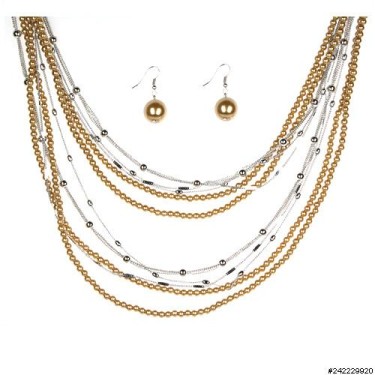 Necklace& Earr Set Gold