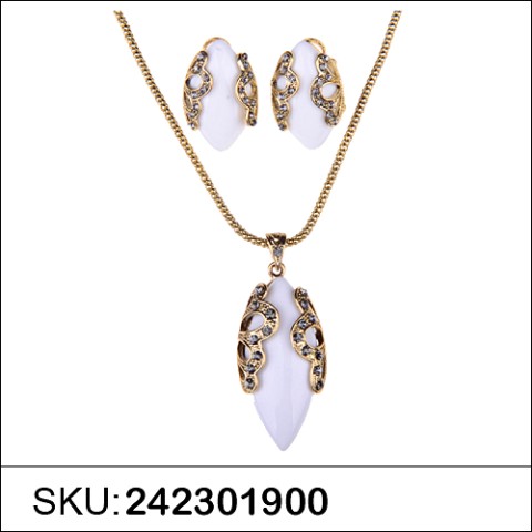 Necklace& Earr Set White