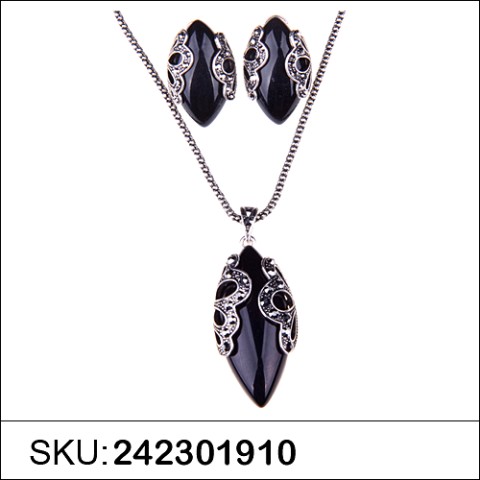 Necklace& Earr Set Black