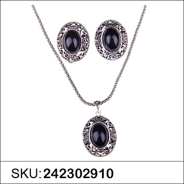 Necklace& Earr Set Black