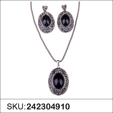 Necklace& Earr Set Black