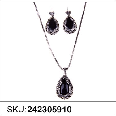 Necklace& Earr Set Black