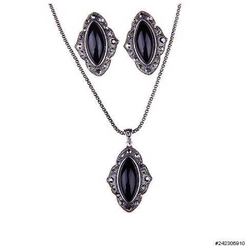 Necklace& Earr Set Black