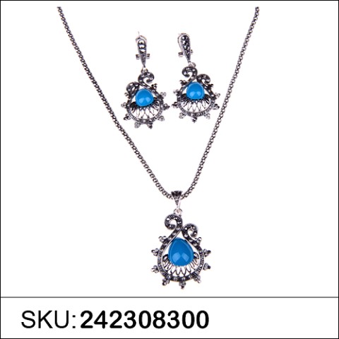 Necklace& Earr Set Blue