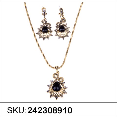 Necklace& Earr Set Black