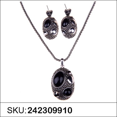 Necklace& Earr Set Black