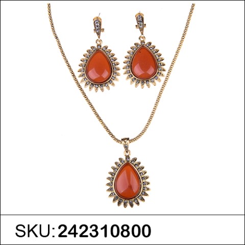 Necklace& Earr Set Brown