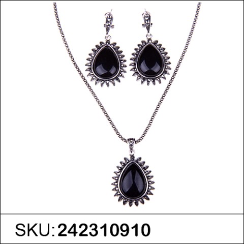 Necklace& Earr Set Black