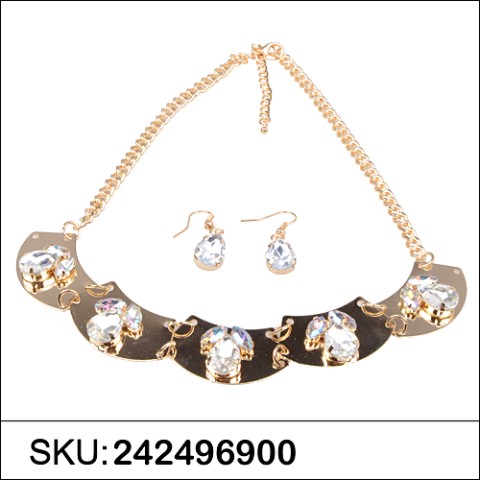 Necklace& Earr Set White