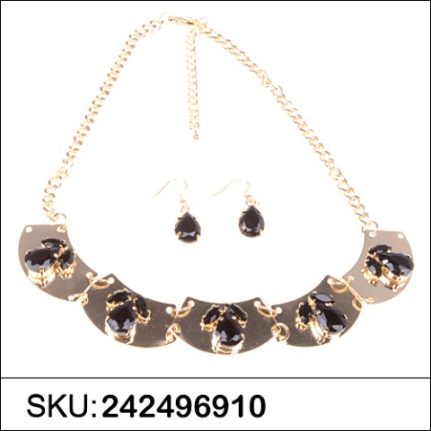 Necklace& Earr Set Black