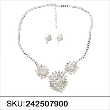 Necklace& Earr Set White