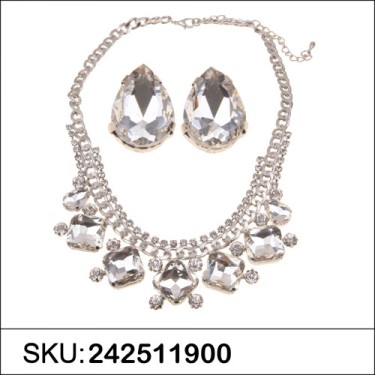 Necklace& Earr Set White